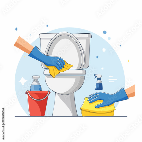 Toilet Cleaning Illustration