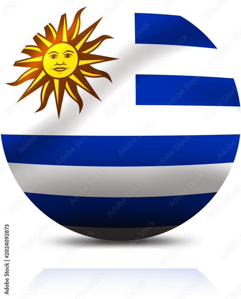 Obraz premium Round Icon Featuring Flags of Greece and Uruguay
