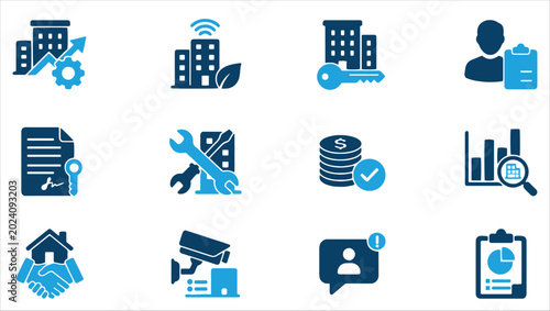 Real Estate Property Management Minimal Vector Icon Set for Dashboard UI UX