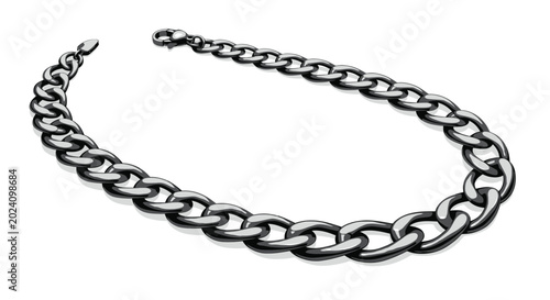 Billede på lærred Silver Chain Necklace, Fashion Jewelry, Elegant Accessory, White Background