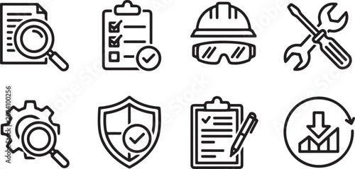 Foto Vector icons of chess game pieces black Vector