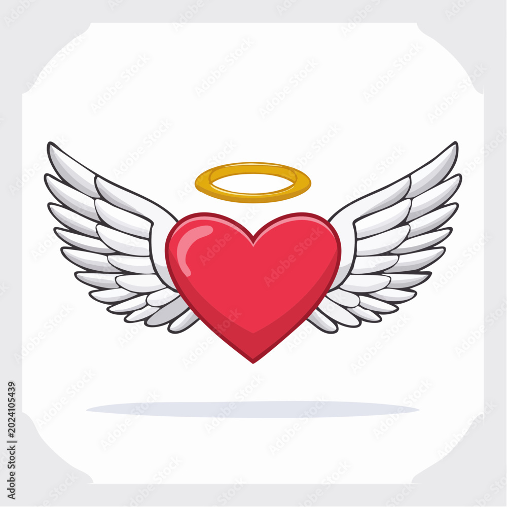 Naklejka premium Heart with Wings and Halo
