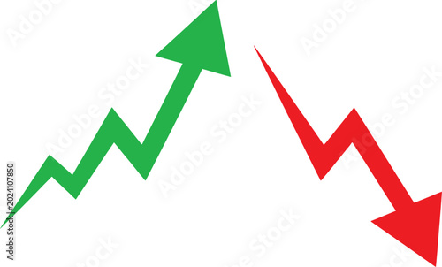 Up and down arrow trend line graph illustration Vector