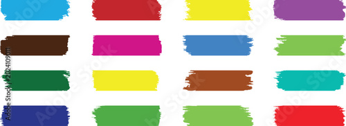 Fotografía Colorful paint brush stroke banner collection, Abstract grunge brush strokes set