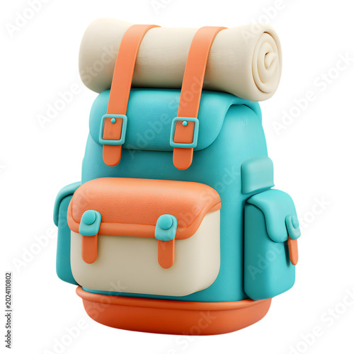 Toy backpack with rolled sleeping bag backpack adventure