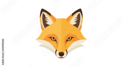 Foto Stylized Fox Face Illustration, Geometric Design, Wild Animal Portrait