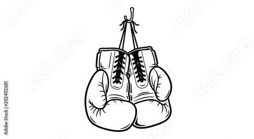 Bild auf Leinwand Vintage Boxing Gloves Hanging on Hook