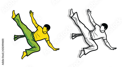 Bild auf Leinwand Capoeira Dancer Performing High Kick