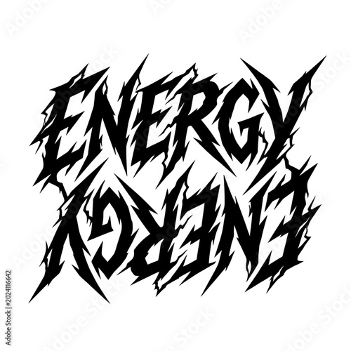 Electric Energy Graphic: A bold, graphic representation of the word ENERGY in a sharp, jagged, and electrifying font, conveying a sense of power and dynamism.