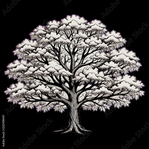 black and white tree