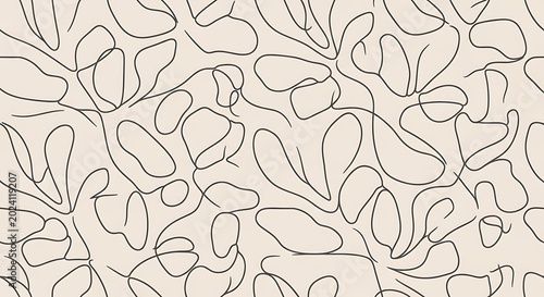 Abstract pattern of irregular, overlapping beige shapes with hand-drawn outlines on a light.