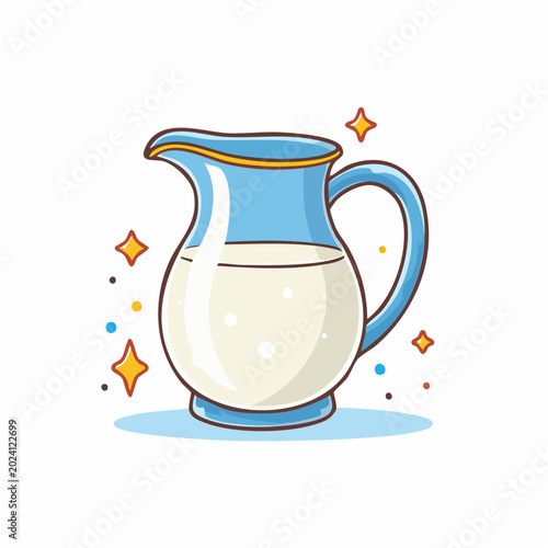 Cartoon pitcher filled with milk