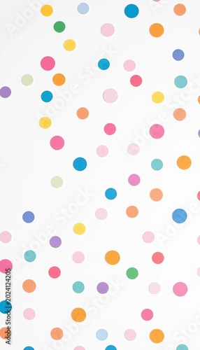 Minimal Colorful Polka Dot Pattern on White Background