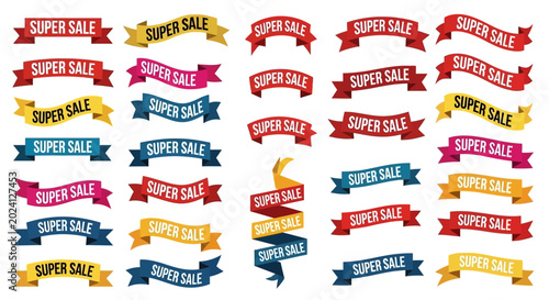 Photos Collection of Super Sale Banners and Ribbons for Shopping and Discounts