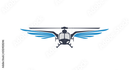 Foto Helicopter with Wings Logo Design - Aviation, Travel, Freedom