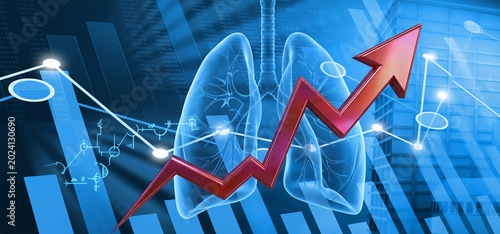 Human lungs respiratory graph, medical health success statistics, pulmonary science research biology, internal organ growth analysis, healthcare clinical data diagnostics, respiratory system medicine 