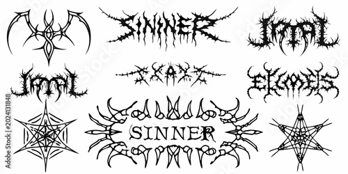 Obraz na płótnie black metal band logo designs dark fantasy style isolated on white
