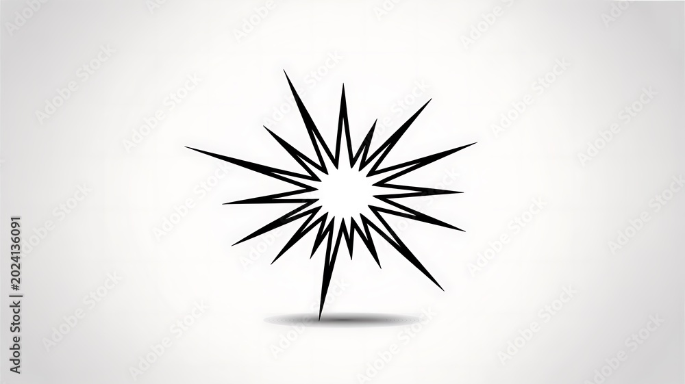 Fototapeta premium Black starburst, explosion icon, abstract symbol, graphic element