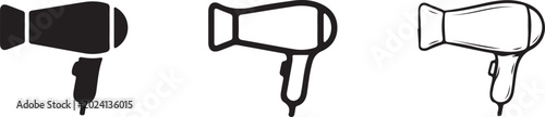 Fotografía Hair dryer icon set featuring professional electronic blow drying devices for salon styling