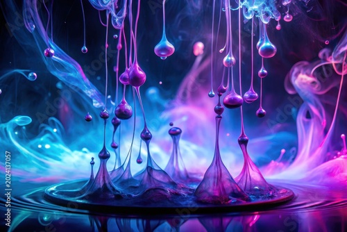 Abstract Fluid Art Vibrant Hues and Ethereal Forms Dance in a Symphony of Color