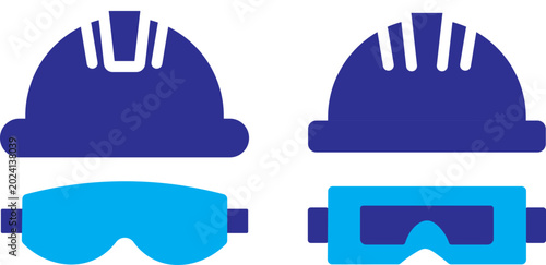 Konstfotografi construction helmet and Safety glasses icons