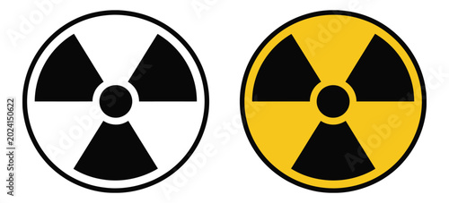 Foto Radiation Warning Symbols vector illustration featuring black and white hazard,