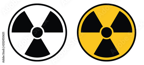 Quadro su tela Radiation Warning Symbols vector illustration featuring black and white hazard,
