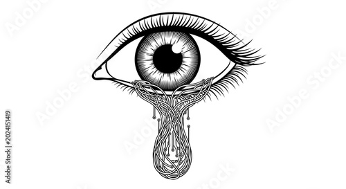 Foto Crying eye with a single tear.
