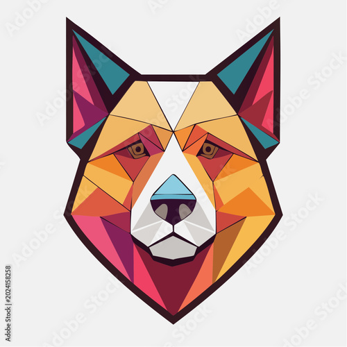 Geometric Dog Face Illustration