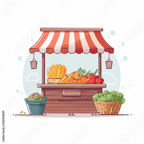 Fresh Produce Stand with Vegetables and Fruits