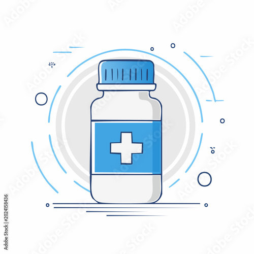 Medical Pill Bottle Icon with Plus Sign
