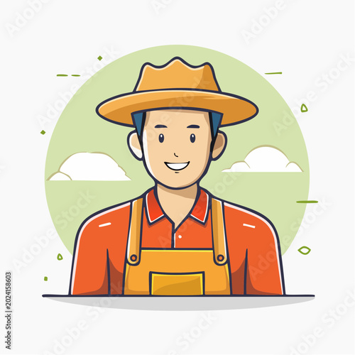 Cartoon Farmer Character Illustration