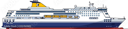 Ferry boat displaying a sleek profile glides across the water as a primary mode of maritime passenger and cargo transport.