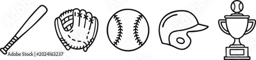 Konstfotografi Minimal baseball gear outline icons