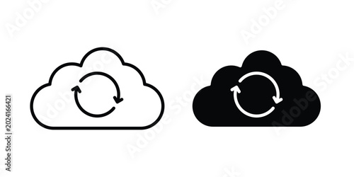 Cuadro en lienzo Cloud sync icon collection, linear icons set with solid style