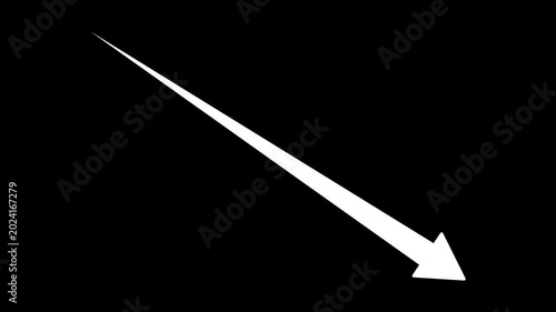Diagonal Arrow Moving from Top Left to Bottom Right in 1 Second with Alpha Channel