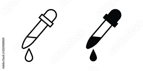 Fotografie Eye dropper icon collection, linear icons set with solid style