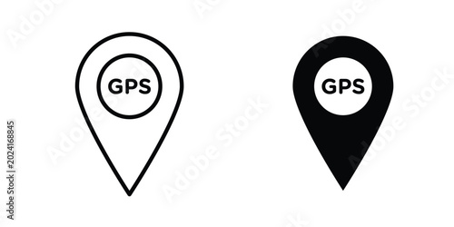 Photos Gps icon collection, linear icons set with solid style