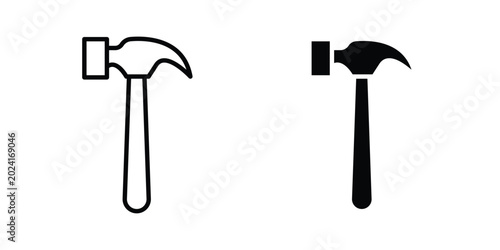 Fotografía Hammer tool icon collection, linear icons set with solid style