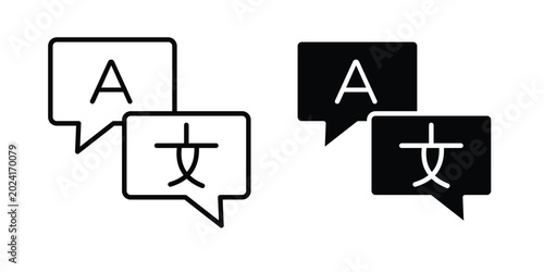 Obraz na plátně Language icon collection, linear icons set with solid style