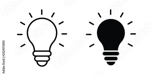Lightbulb icon collection, linear icons set with solid style