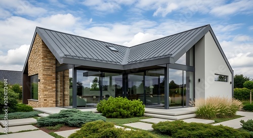 corrugated metal roof installed in a modern house