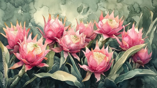Watercolor Painting of Pink Flowers