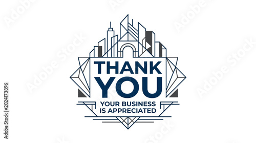 Fotografía Thank You Your Business Is Appreciated Elegant Geometric Design with Cityscape S