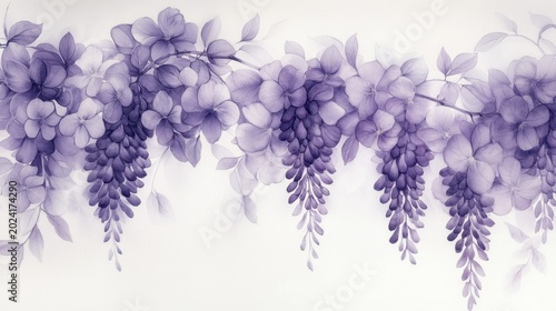 Watercolor Painting of Purple Flowers
