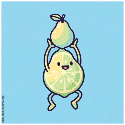 Cuadro en lienzo Cartoon Lime and Pear Character.