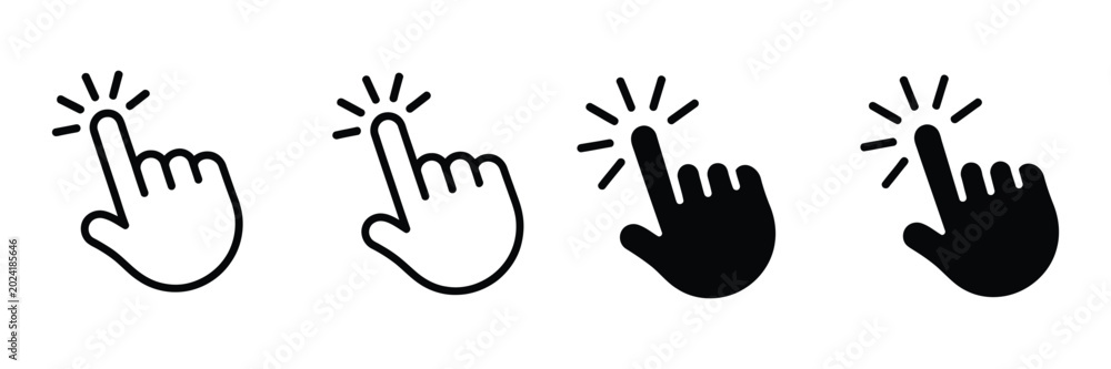 Fototapeta premium Hand Cursor Icons, Click Pointer Signs And Navigation Symbols, User Interface And Web Control Vector Design.