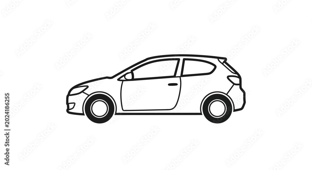 Fototapeta premium Side View of a Small Hatchback Car.