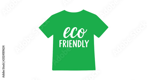 Green t shirt with eco friendly text flat silhouette