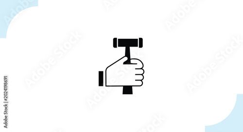 Bild auf Leinwand Hand Holding Gavel Icon, Minimalist Law, Justice, and Auction Vector Illustratio
